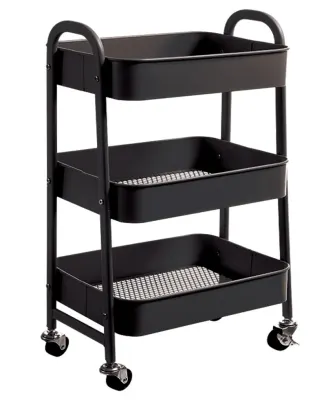 KRAF RAF ÜNİTESİ TEKERLEKLİ METAL 3 KATLI 494G SİYAH