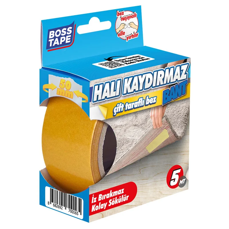 BOSS TAPE HALI KAYDIRMAZ ÇİFT TARAFLI BEZ BANT 50 MM x 5M BT-03002