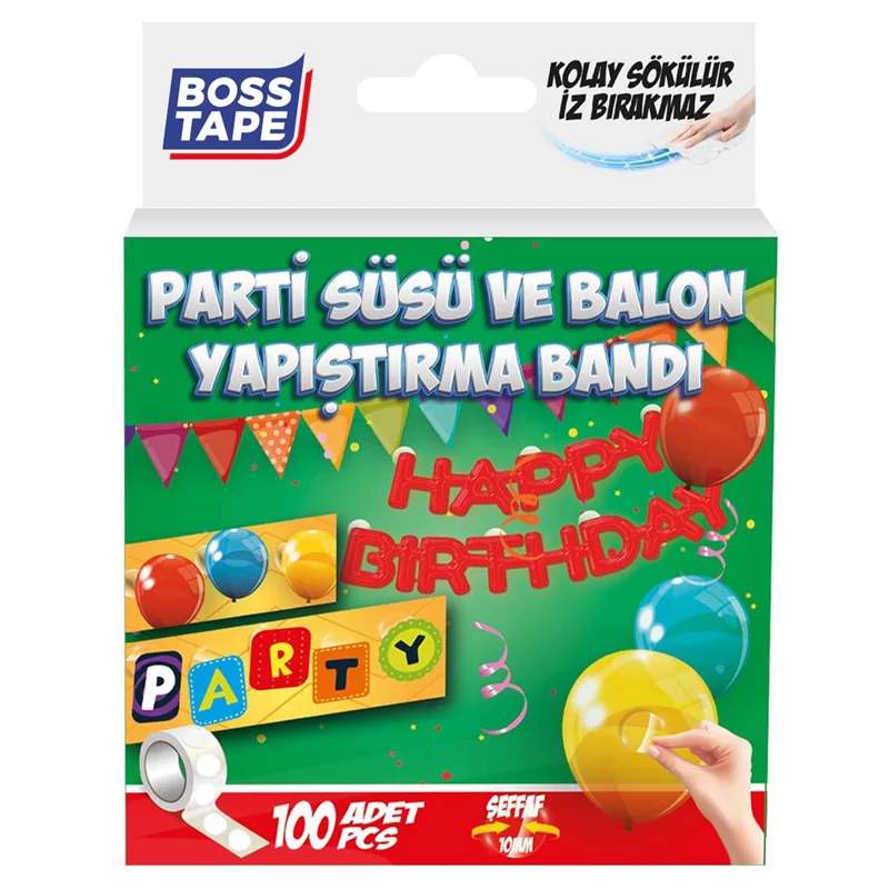 BOSS TAPE ÖZEL BANT PARTİ SÜSÜ &amp; BALON YAPIŞTIRMA BANDI 10 MM YUVARLAK BT-05017