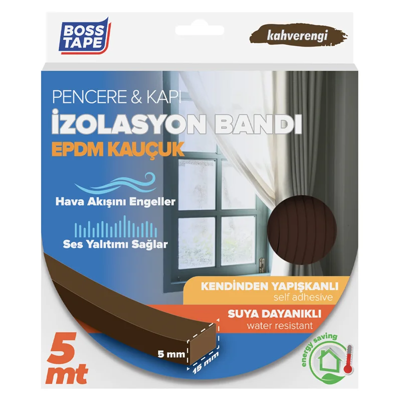 BOSS TAPE İZOLASYON BANDI KAPI & PENCERE EPDM 15 MM x 5M KAHVERENGİ BT-04011
