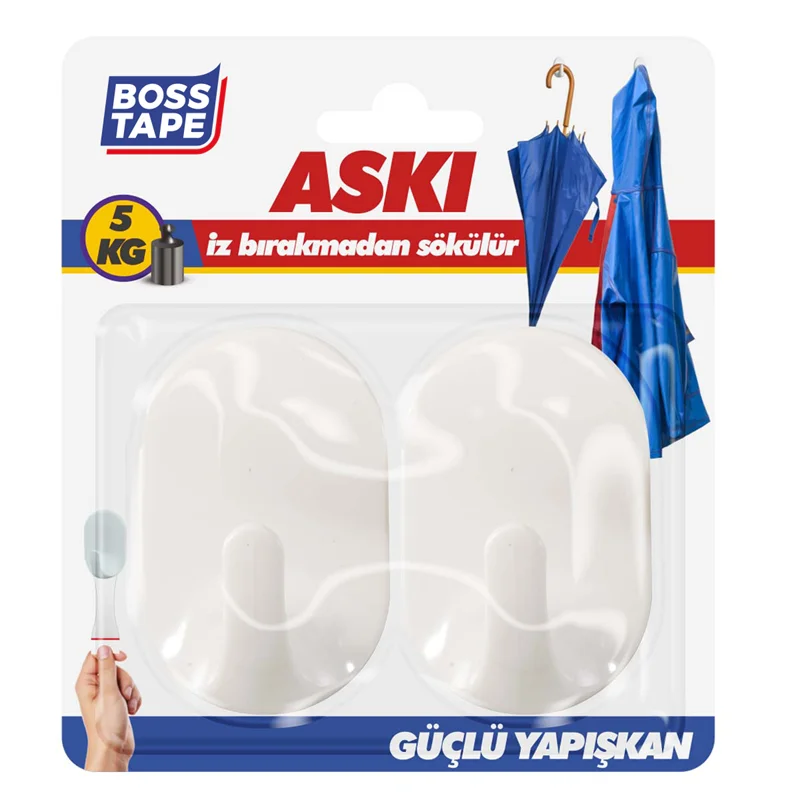 BOSS TAPE ASKI PLASTİK KENDİNDEN YAPIŞKANLI 5 KG BÜYÜK BOY BEYAZ 2 Lİ BLS. BT-11004