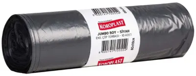 KOROPLAST ÇÖP TORBASI ENDÜSTRİYEL JUMBO SİYAH 80x110 400 GR 10 LU 48 MİC. ST01500287-ST1500592