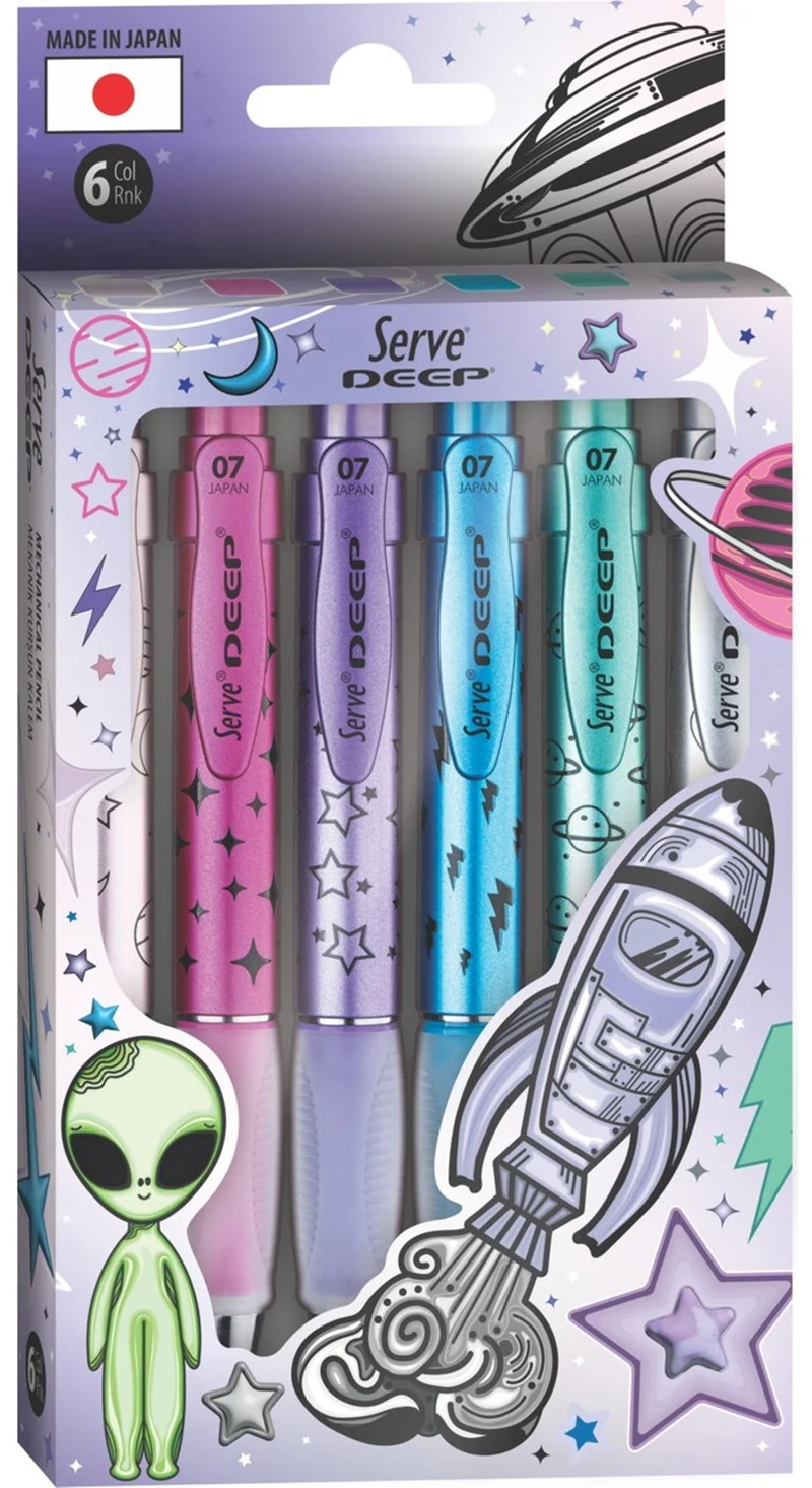 SERVE VERSATİL KALEM DEEP 0.7 SET 6 LI UZAY TEMA METALİK SET-B SV-DEEP0.7DM6PKRKT-B