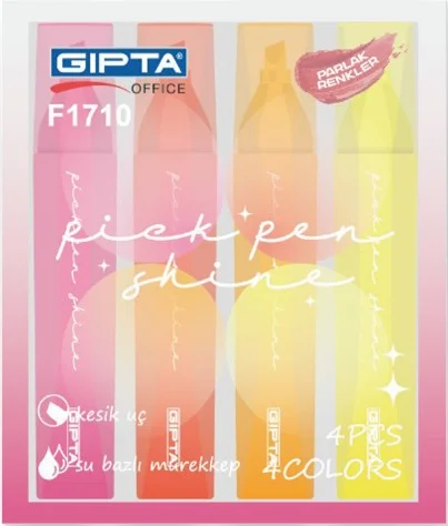 GIPTA FOSFORLU KALEM PICKPEN SHINE 4 LÜ KOYU RENK F1710
