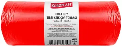 KOROPLAST ÇÖP TORBASI ORTA 55x60 TIBBİ ATIK BASKILI 355 GR 10 LU 100 MİC. ST01500412