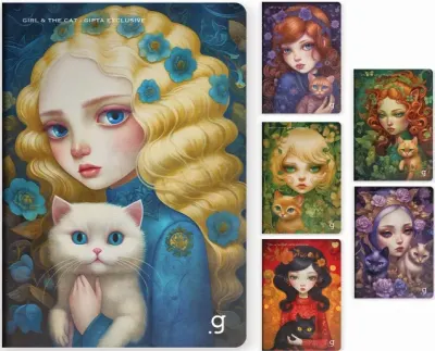 GIPTA DEFTER GIRL & THE CAT A4 DİKİŞLİ PP KAPAK 60 YP KARELİ 7698