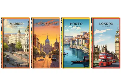 LİLAMOR DEFTER 9x16 ŞEHİRLER KUTULU 12 ASORTİ 48 SF. 48 Lİ LLM-DF0916-SH01