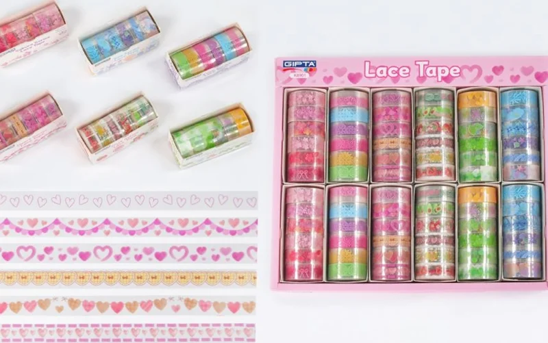GIPTA RENKLİ BANT LACE TAPE 1.5 CM x 2 MT 6 LI SET K8901