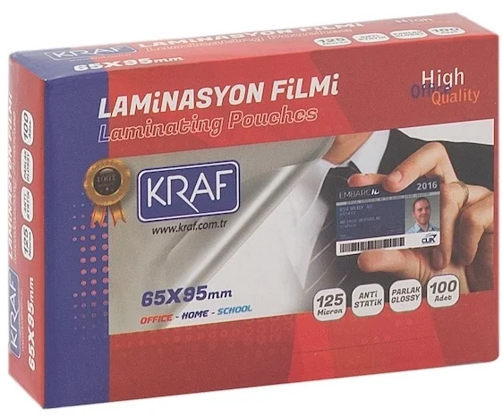 KRAF LAMİNASYON FİLMİ 65x95 MM 125 Mic. 100 LÜ 2126