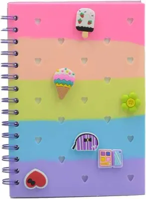 UNICK COLOR DEFTER A5 SÜSLÜ KALP DELİKLİ RAİNBOW SİLİKON 7686