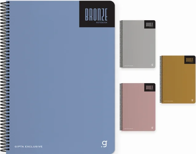 GIPTA DEFTER BRONZE A4 SPİRALLİ PRESSBOARD KAPAK 80 YP KARELİ 7400