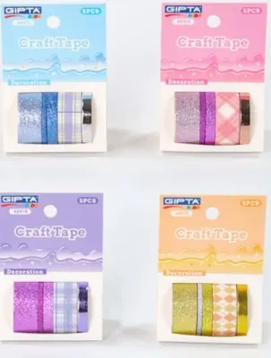 GIPTA RENKLİ BANT CRAFT TAPE MIX 2 MT 5 Lİ SET K8918