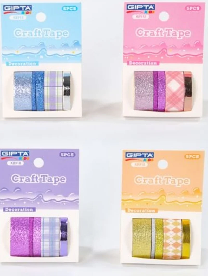 GIPTA RENKLİ BANT CRAFT TAPE MIX 2 MT 5 Lİ SET K8918