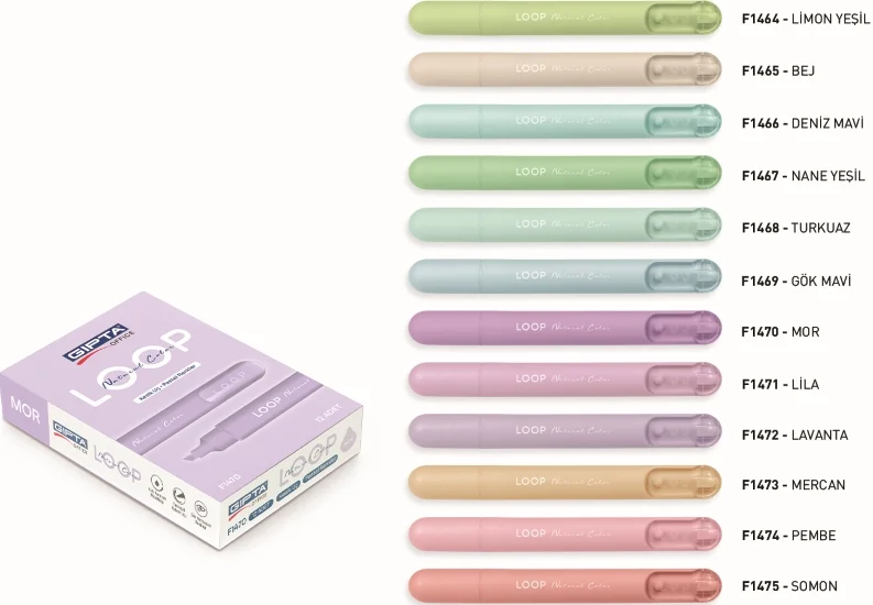 GIPTA FOSFORLU KALEM LOOP PASTEL PEMBE F1474