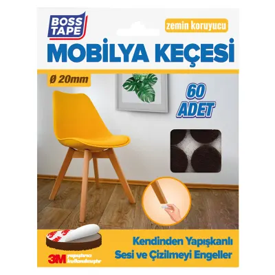 BOSS TAPE MOBİLYA KEÇESİ YUVARLAK 20 MM 60 ADET KAHVERENGİ BT-03017