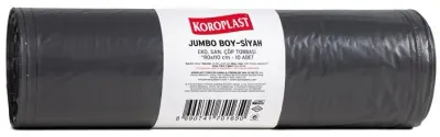 KOROPLAST ÇÖP TORBASI EKO SANAYİ JUMBO SİYAH 80x110 600 GR 10 LU 70 MİC. ST01500344