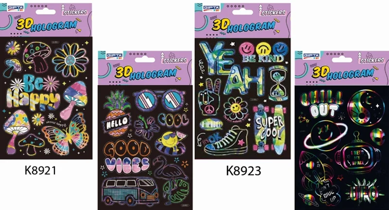 GIPTA STICKER LATEST 14x21 CM 3D HOLOGRAM PET ART 4 K8924