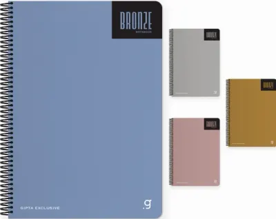 GIPTA DEFTER BRONZE A4 SPİRALLİ PRESSBOARD KAPAK 80 YP ÇİZGİLİ 7399