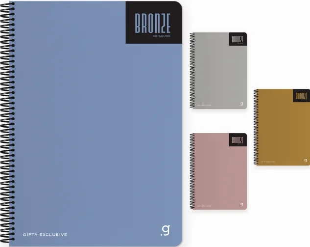 GIPTA DEFTER BRONZE A4 SPİRALLİ PRESSBOARD KAPAK 80 YP ÇİZGİLİ 7399