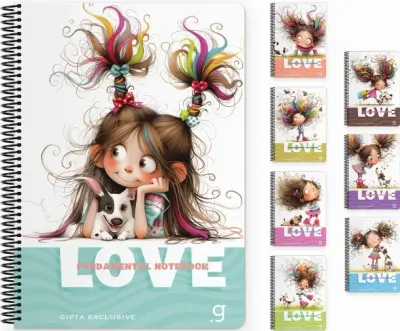 GIPTA DEFTER LOVE BOOK 17x24 SPİRALLİ PRESSBOARD KAPAK 80 YP KARELİ 7756