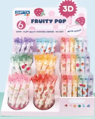 GIPTA FOSFORLU KALEM FRUITY POP KOKULU 6 RENK 144 LÜ STAND F1479