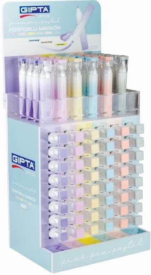 GIPTA FOSFORLU KALEM PICKPEN PASTEL 6 RENK 180 Lİ STAND F1420