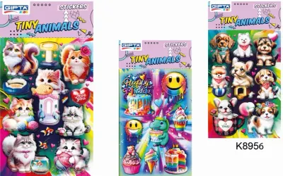 GIPTA STICKER TINY ANIMALS SİMLİ 10.9x20.5 CM ART 1 K8955