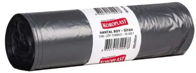 KOROPLAST ÇÖP TORBASI ENDÜSTRİYEL HANTAL SİYAH 100x150 1000 GR 10 LU 71 MİC. ST01500290