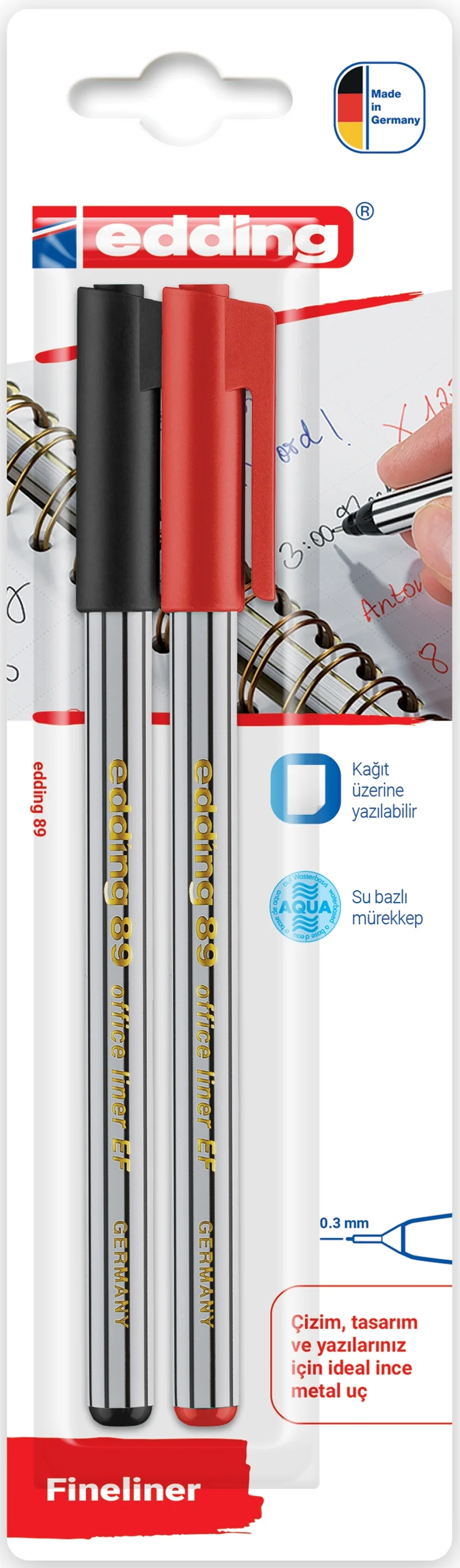 EDDING FINELINER E-89 2 Lİ BLS. SİYAH & KIRMIZI