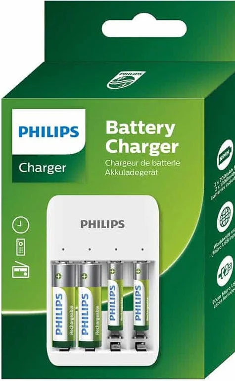 PHILIPS ŞARJLI ALETİ USB 2xAAA 700 mAh İNCE + 2xAA 1300 mAh KALEM PİL HEDİYELİ 7-2012-00
