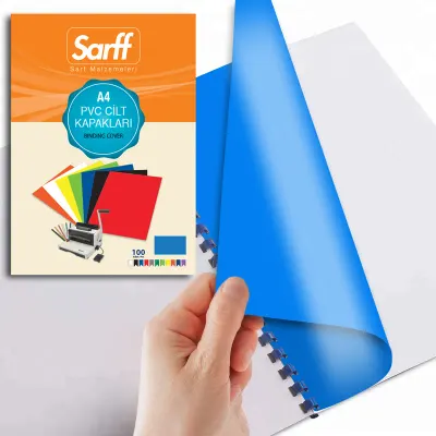SARFF A4 OPAK MAVİ PVC CİLT KAPAKLARI - 100ADET