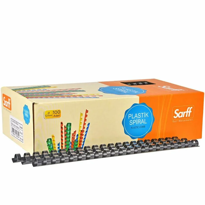 SARFF 12MM SİYAH PLASTİK SPİRAL KUTU - 100ADET
