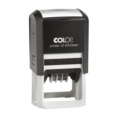 COLOP Q43 TARİH KAŞE(TR) SİYAH KASA MAVİ/KIRMIZI KEÇE - 43X43MM