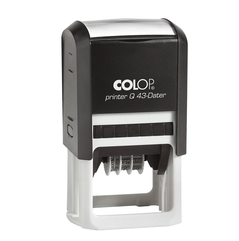 COLOP Q43 TARİH KAŞE(TR) SİYAH KASA MAVİ/KIRMIZI KEÇE - 43X43MM