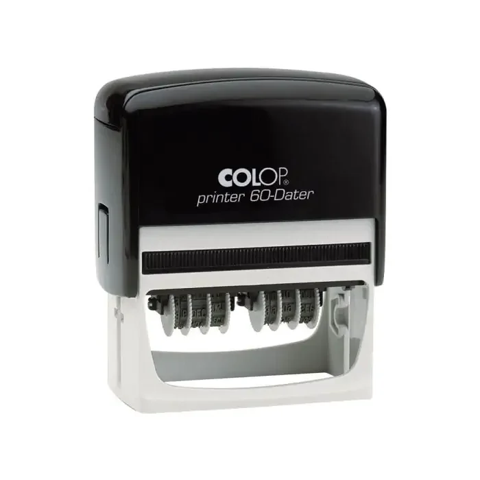 COLOP PRINTER 60 ÇİFT TARİH KAŞE(TR) SİYAH KASA MAVİ KEÇE - 37X76MM