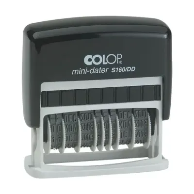 COLOP S160/DD ÇİFT TARİH KAŞE(TR) SİYAH KASA MAVİ KEÇE - 4X49MM