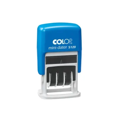 COLOP S120/SD MİNİ TARİH KAŞE(TR/RAKAM) MAVİ KASA SİYAH KEÇE - 8X45MM