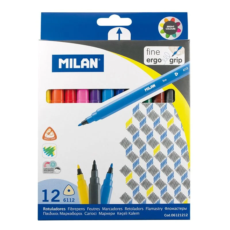 MILAN 06121212 ÜÇGEN GÖVDE KEÇELİ KALEM (2MM UÇ) - 12'Lİ