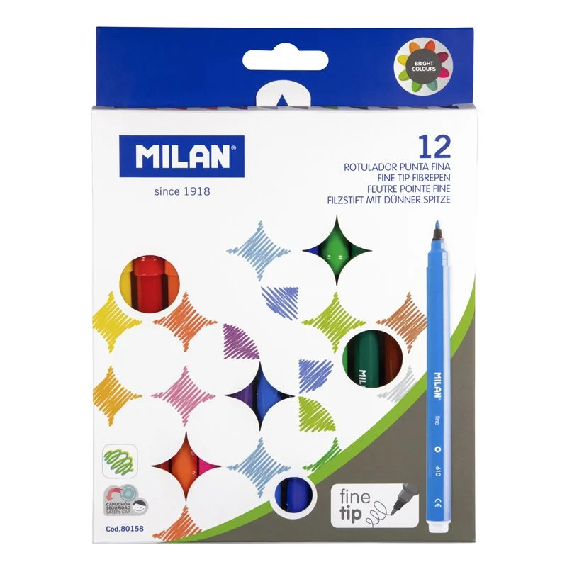 MILAN 80158 FINE KEÇELİ KALEM (2MM UÇ) - 12'Lİ
