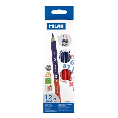 MILAN 702612 MAXI ÇİFT UÇLU KURU BOYA KALEMİ (5MM UÇ) - 12'Lİ