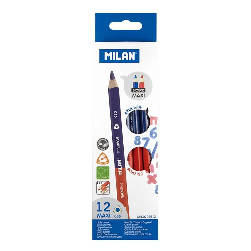MILAN 702612 MAXI ÇİFT UÇLU KURU BOYA KALEMİ (5MM UÇ) - 12'Lİ