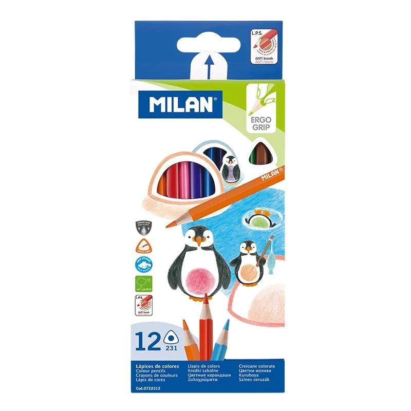 MILAN 722312 ÜÇGEN KURU BOYA KALEMİ (2,9MM UÇ) - 12'Lİ