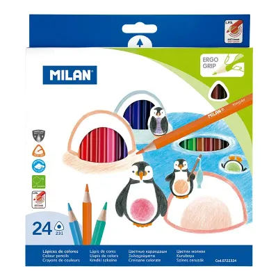MILAN 722324 ÜÇGEN KURU BOYA KALEMİ (2,9MM UÇ) - 24'LÜ