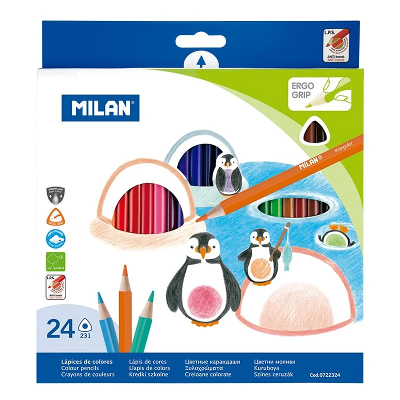 MILAN 722324 ÜÇGEN KURU BOYA KALEMİ (2,9MM UÇ) - 24'LÜ