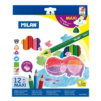 MILAN 722612 MAXI JUMBO ÜÇGEN KURU BOYA (5MM UÇ) - 12'Lİ