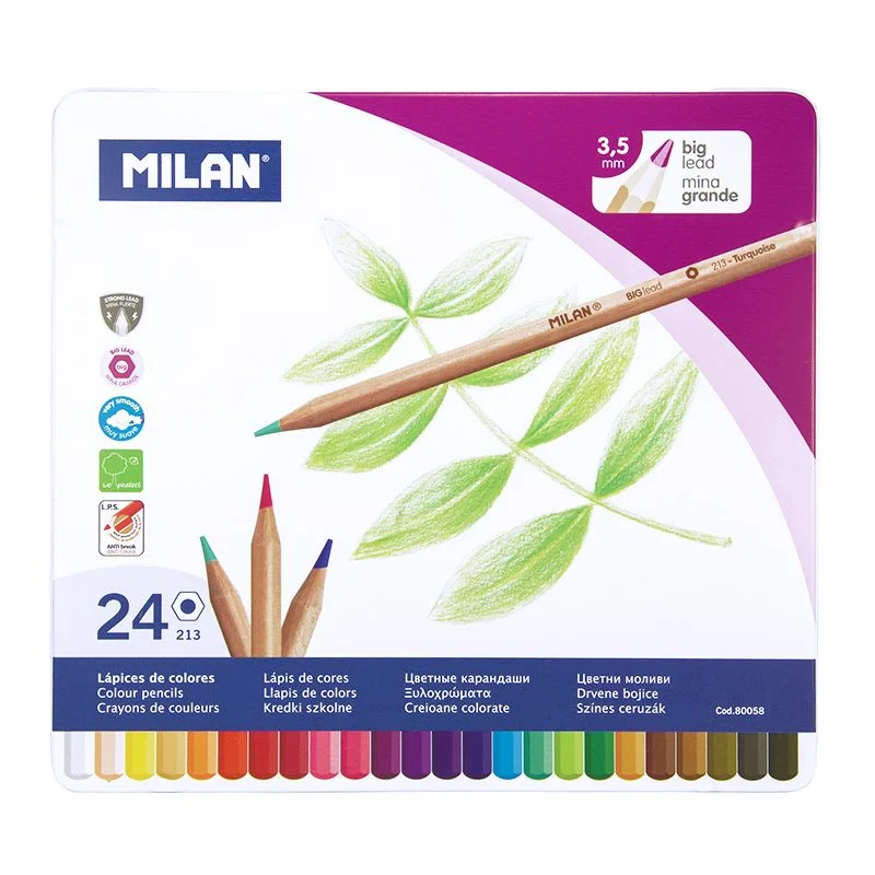 MILAN 80058 ALTIGEN KURU BOYA KALEMİ METAL KUTU (3,5MM UÇ) - 24'LÜ