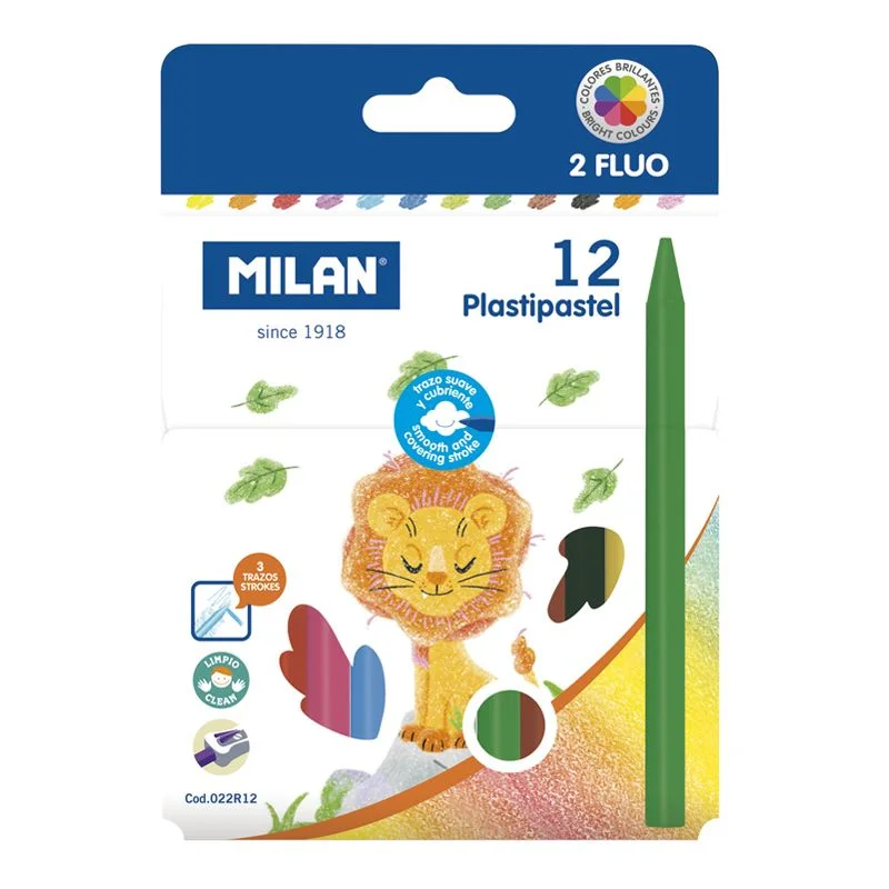 MILAN 022R12 PLASTIPASTEL MUM PASTEL BOYA - 12Lİ