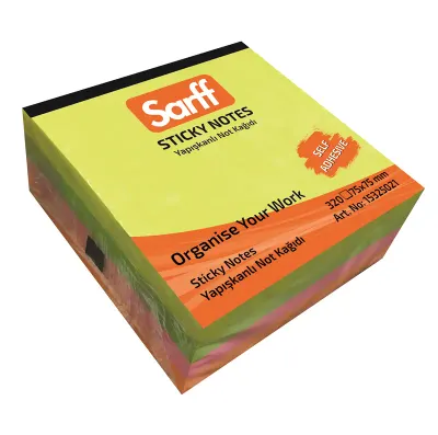 SARFF 75X75MM NEON RENKLER KÜP YAPIŞKANLI NOT KAĞIDI(4X80) - 320YP