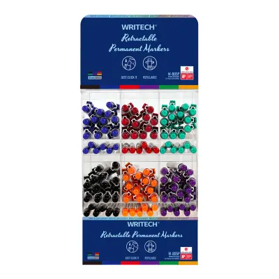 WRITECH W-805P BASMALI PERMANENT KALEM 12X6RENK (+36 REFILL) - 72'Lİ STAND