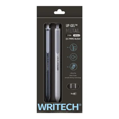 WRITECH W-0156 METAL UP SİYAH-BEYAZ GÖVDE 0,7MM SİYAH JEL KALEM - 2'Lİ